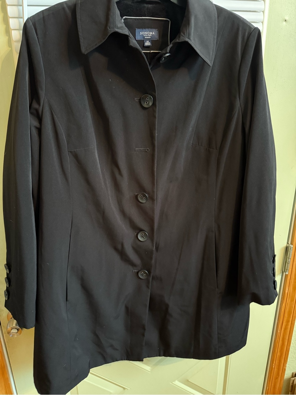 Sonoma Woman’s Winter Black Single-Breasted lined Trench Coat Size 1X